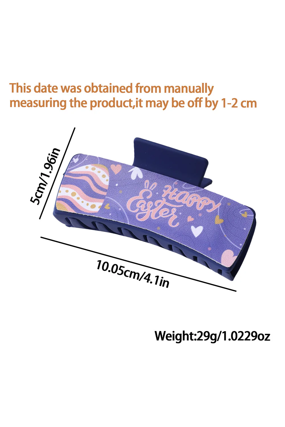 Lilac Happy Easter Print Large Hair Claw Clip