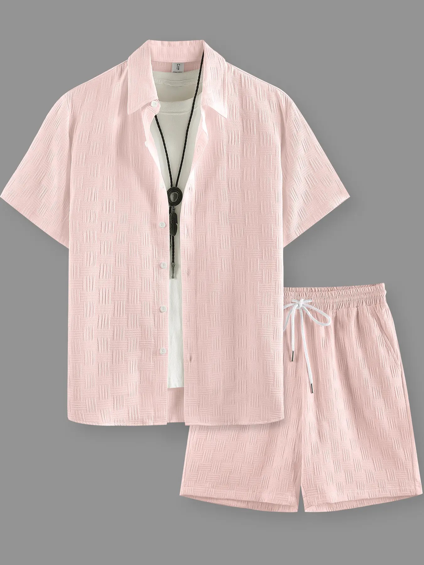 Men's Regular Fit Short Sleeve Pajama Two-piece Set Summer Sleepwear