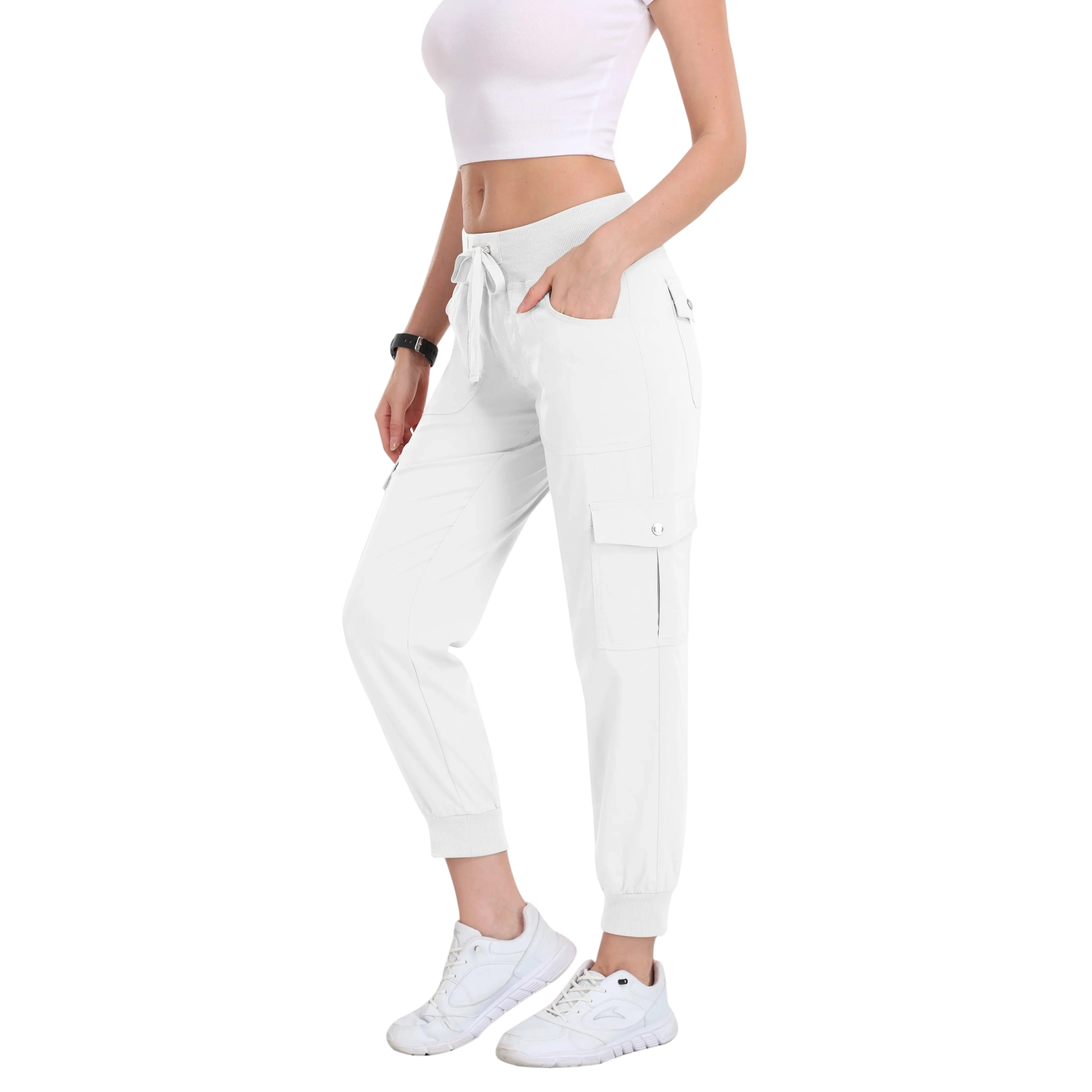 Women's Lightweight Hiking Cargo Pants Outdoor Quick Dry Casual Travel Sweatpants Joggers Elastic Waist Button Pockets Comfy Moms over 30 Basic four season