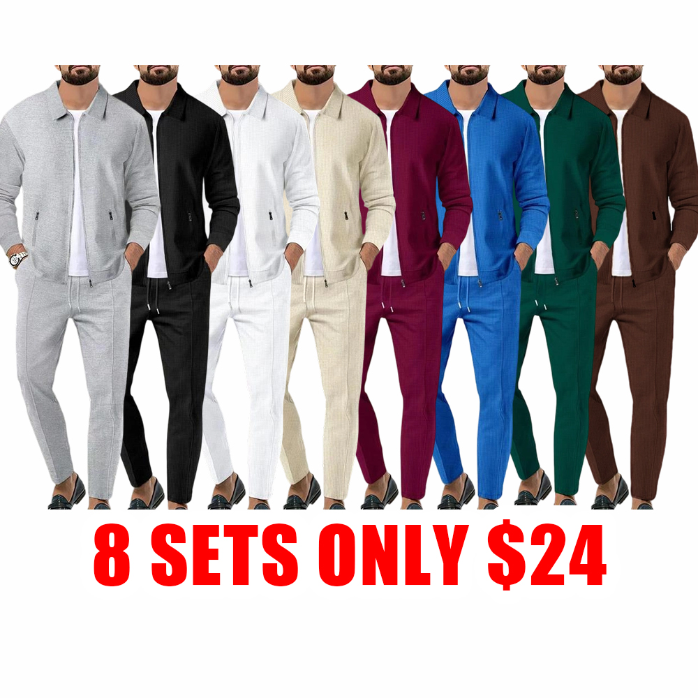 Men’s Tracksuit Set – Zip Up Jacket & Drawstring Pants
