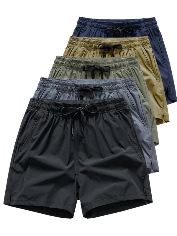 Men's Zipper Pocket Casual Shorts – Drawstring Waist, All-Season Wear