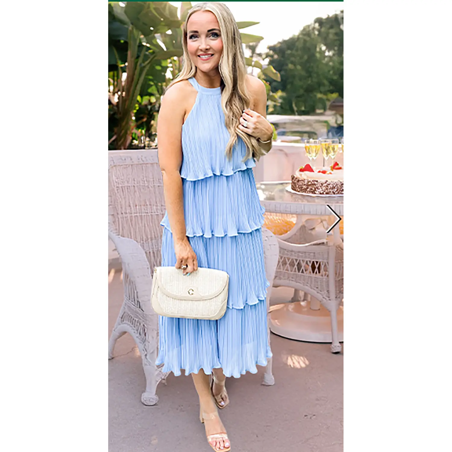 ✨Women's 2026 Summer Sleeveless Halter Neck Ruffle Tiered Layed Chiffon Flowy Swing Long Midi Dress