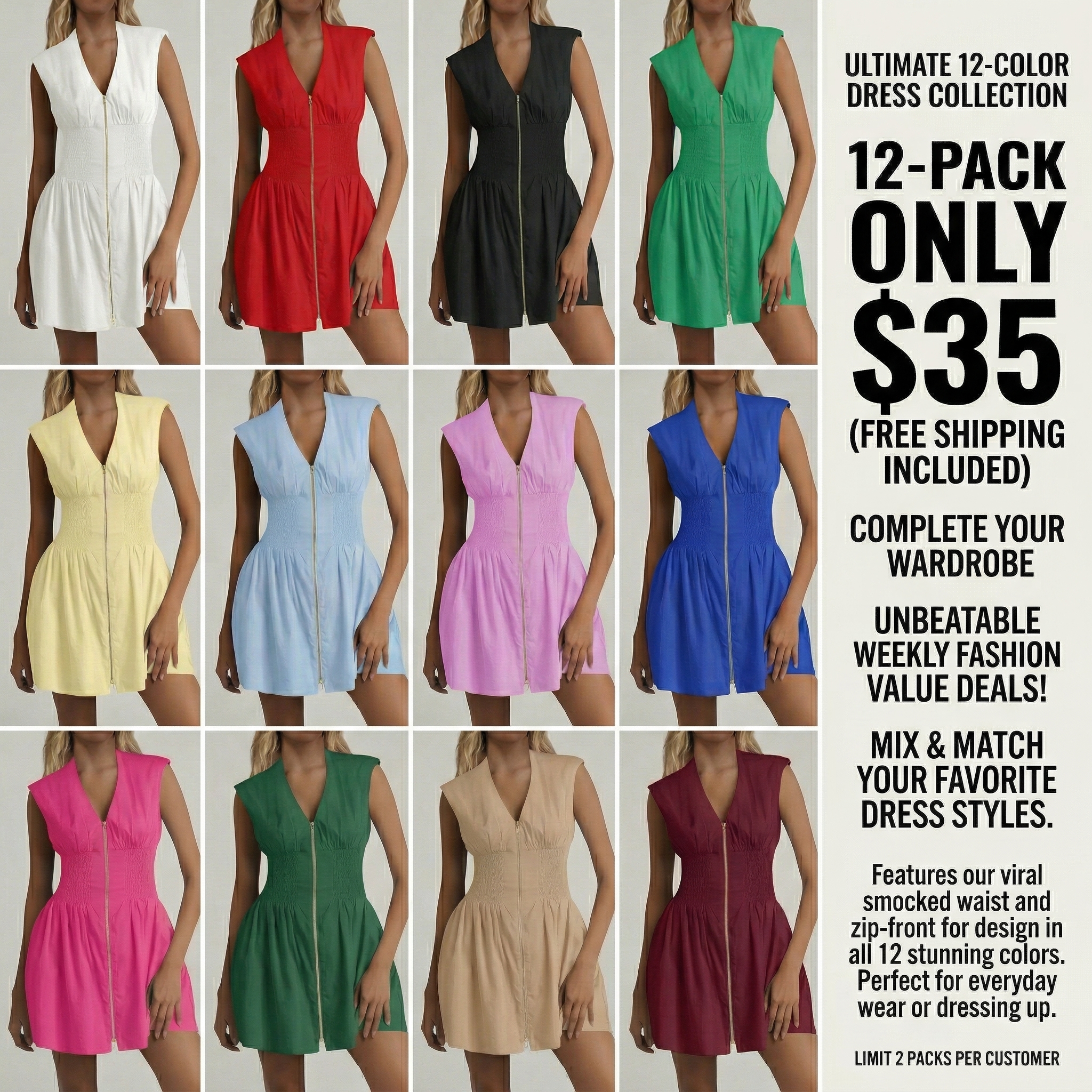 ☀️☀️Women's Sleeveless Smocked Mini Dress