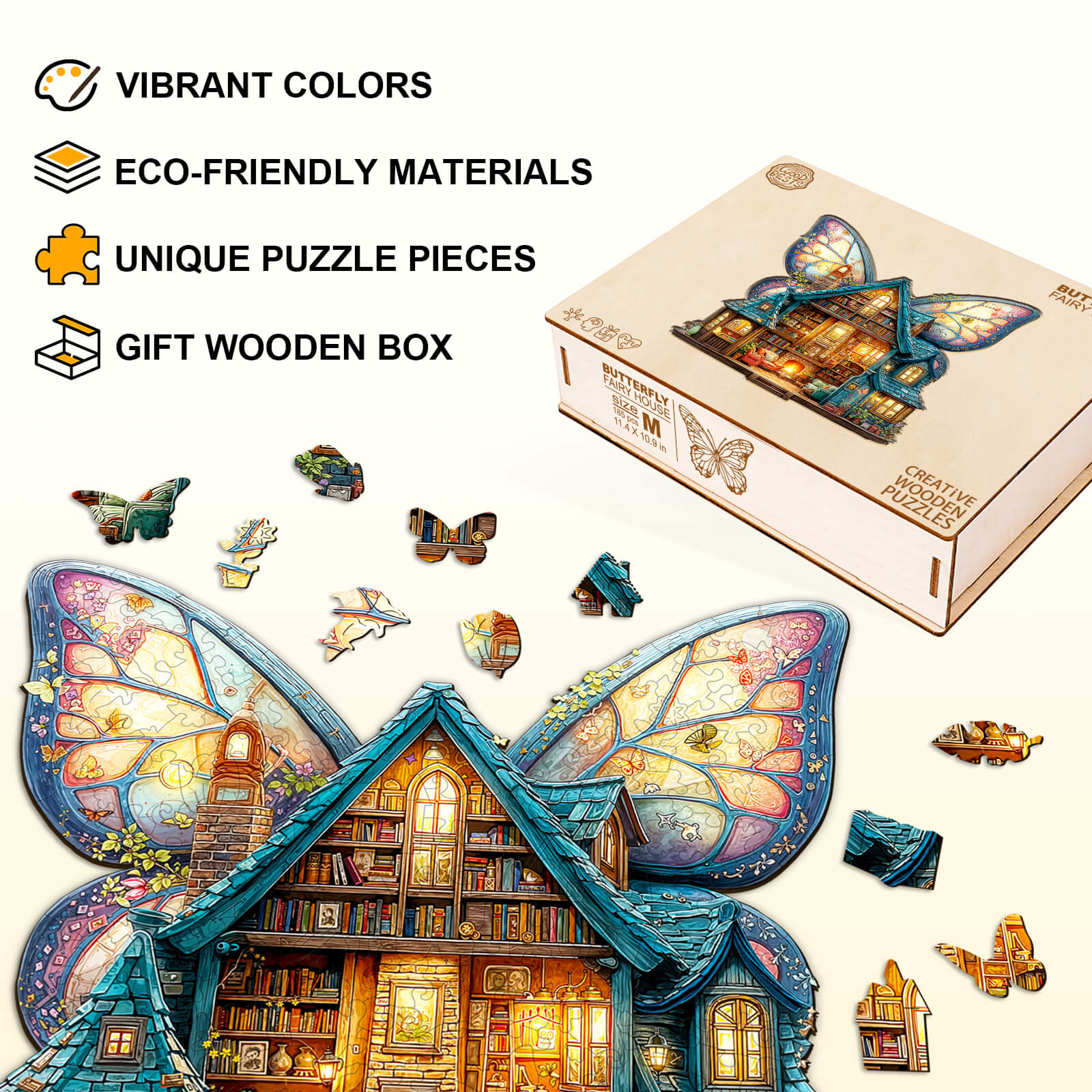 Butterfly Fairy House Wooden Jigsaw Puzzle