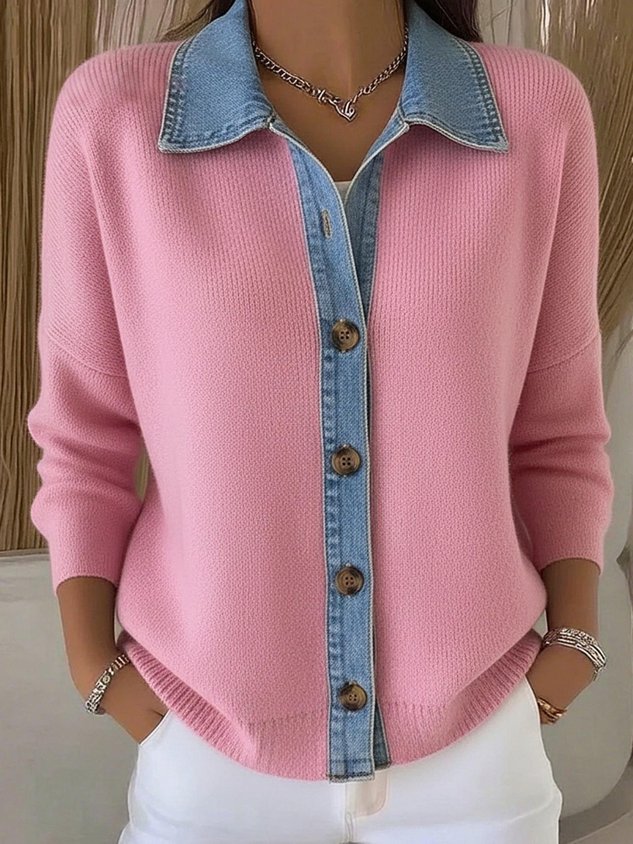 Knitted Shawl Collar Casual Cardigan