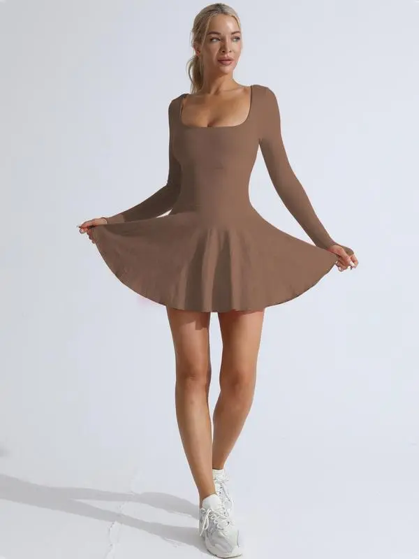 Women's Solid Criss Cross Backless 2 in 1 Sports Dress