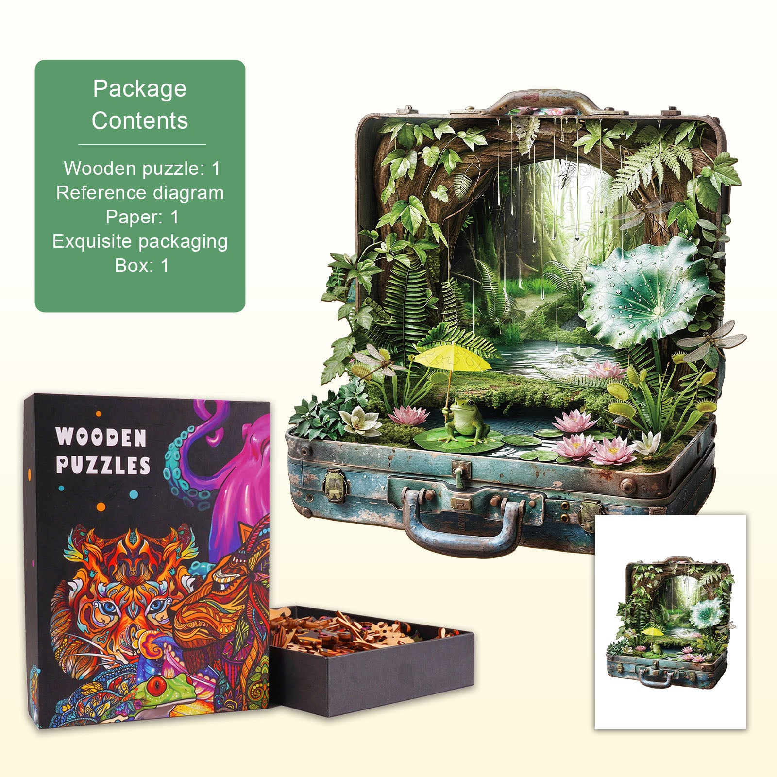 Rainforest Suitcase Wooden Jigsaw Puzzle