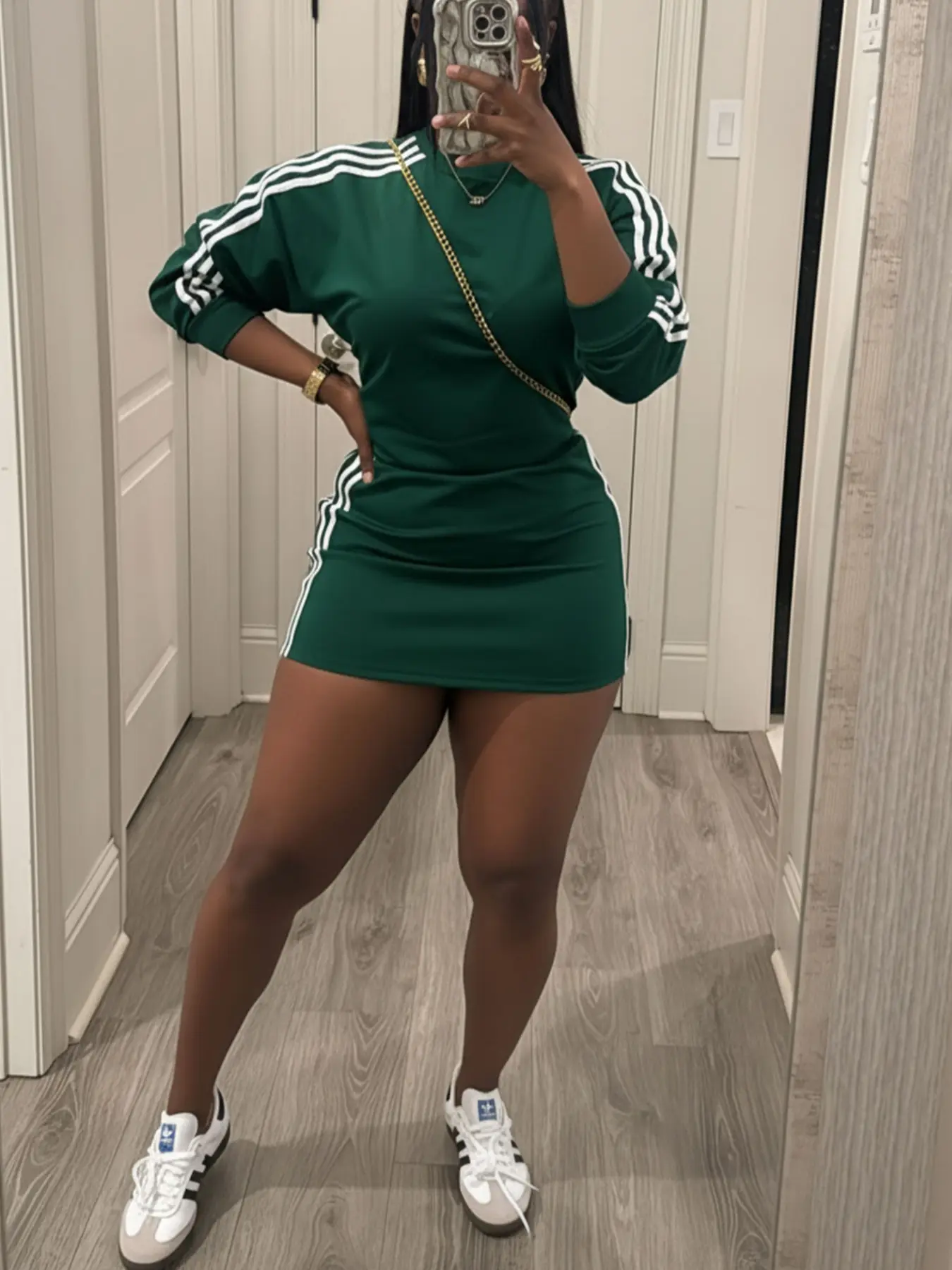 Women's Sporty Fitted Short Dress Set, Sportswear Set