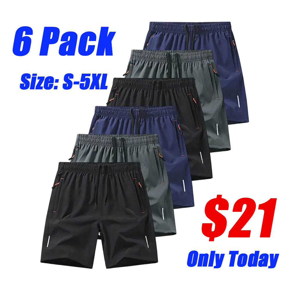 Men's zipper pocket shorts, summer ice silk beach shorts, ice-sense quick-dry sports casual pants