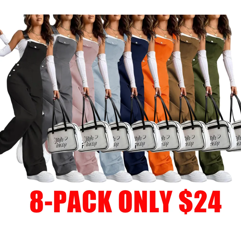 Women’s Solid Color Pocket Overalls