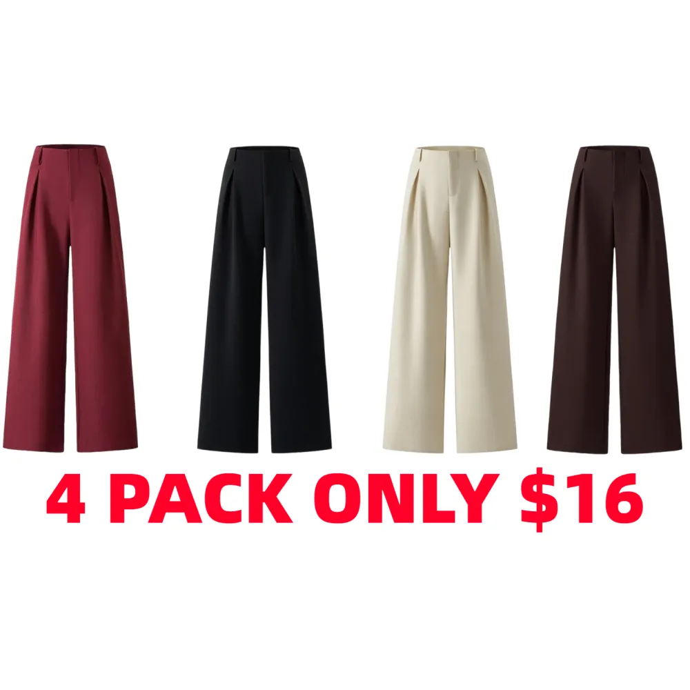 Women's Solid Color Plicated Pocket Wide Leg Pants