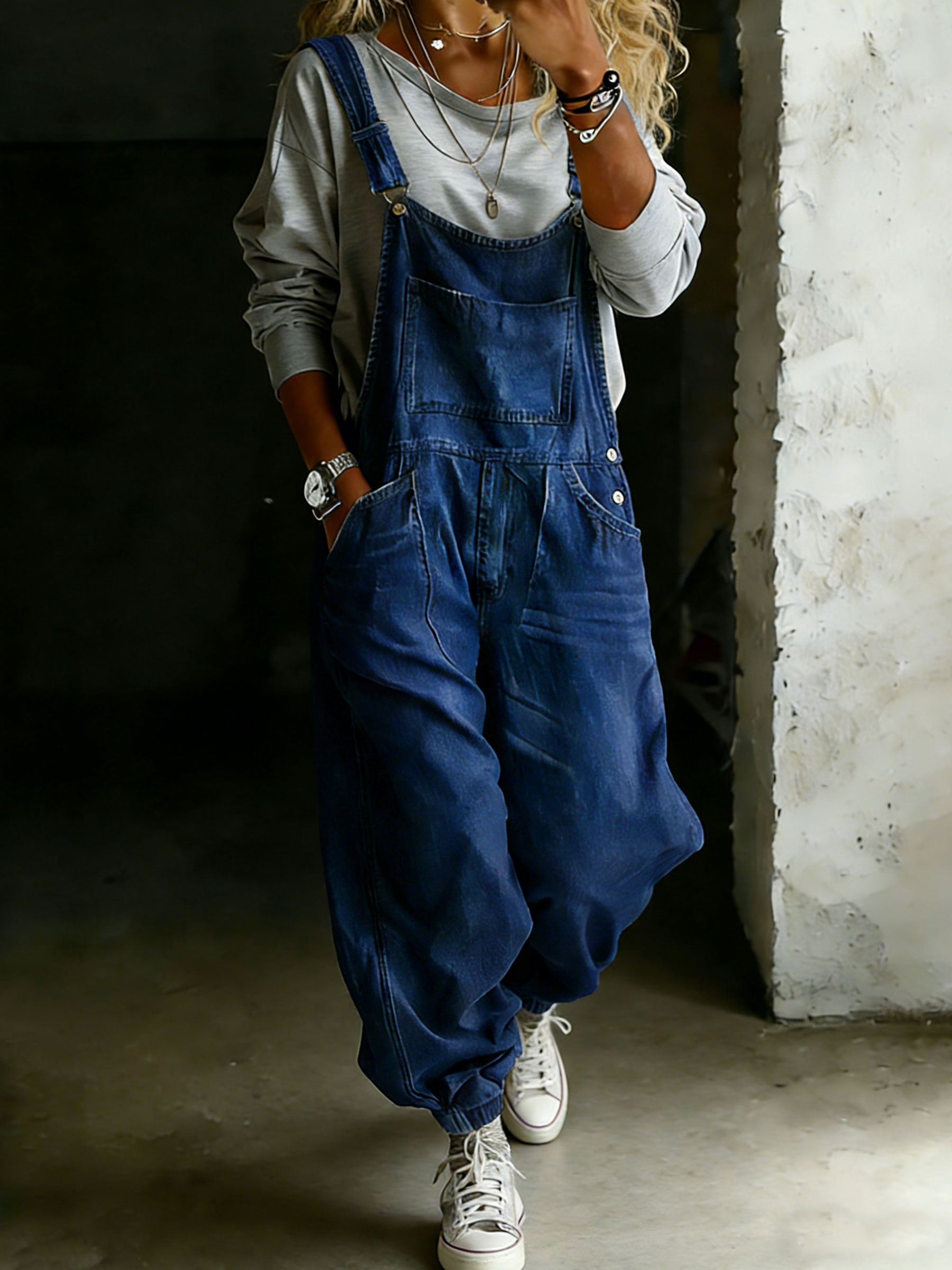 Women’s Casual One Piece Denim Jumpsuit