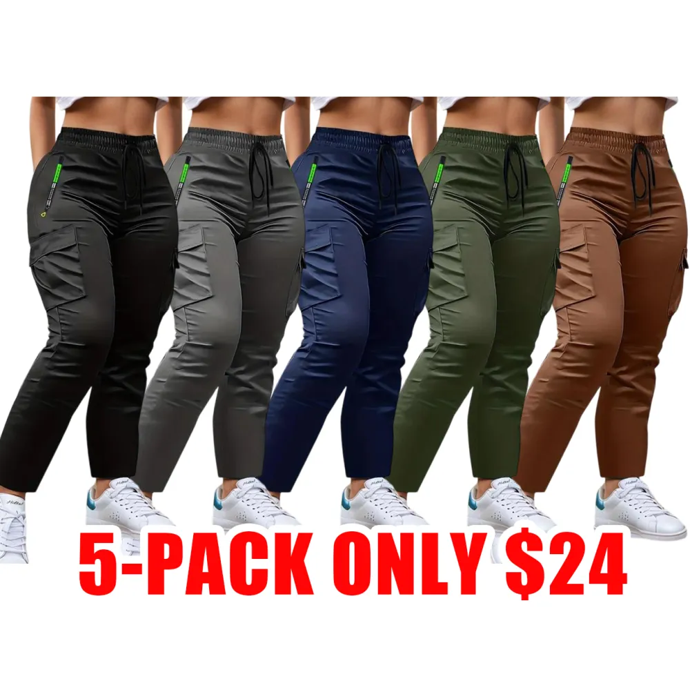 Women’s Cargo Pants with Zipper Pockets & Neon Accents