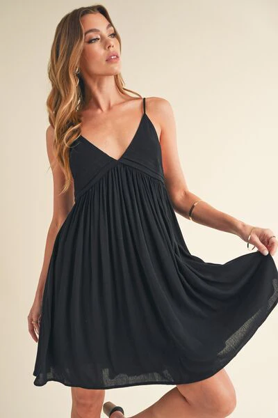 Ruched Plunge Mini Cami Dress