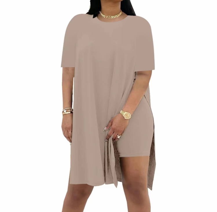 Plus Size Women's 2 Piece Outfit – Casual Basic Top and Shorts Set for Spring Summer Beach Vacation