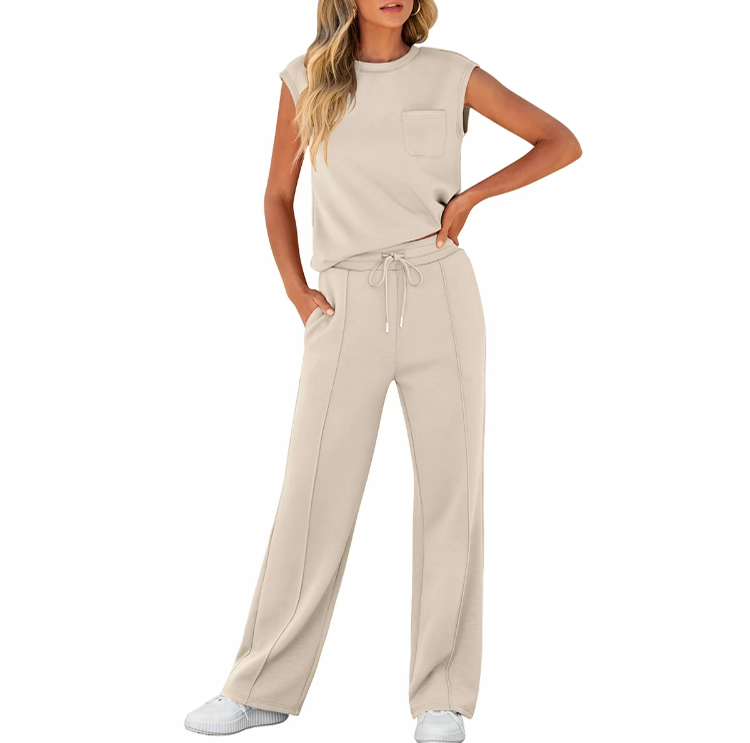 Women's 2-Piece Summer Set – Sleeveless Top & Wide-Leg Pants