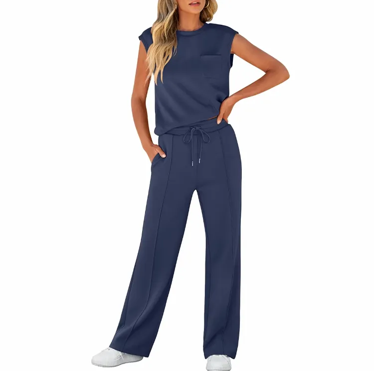 Women's 2-Piece Summer Set – Sleeveless Top & Wide-Leg Pants