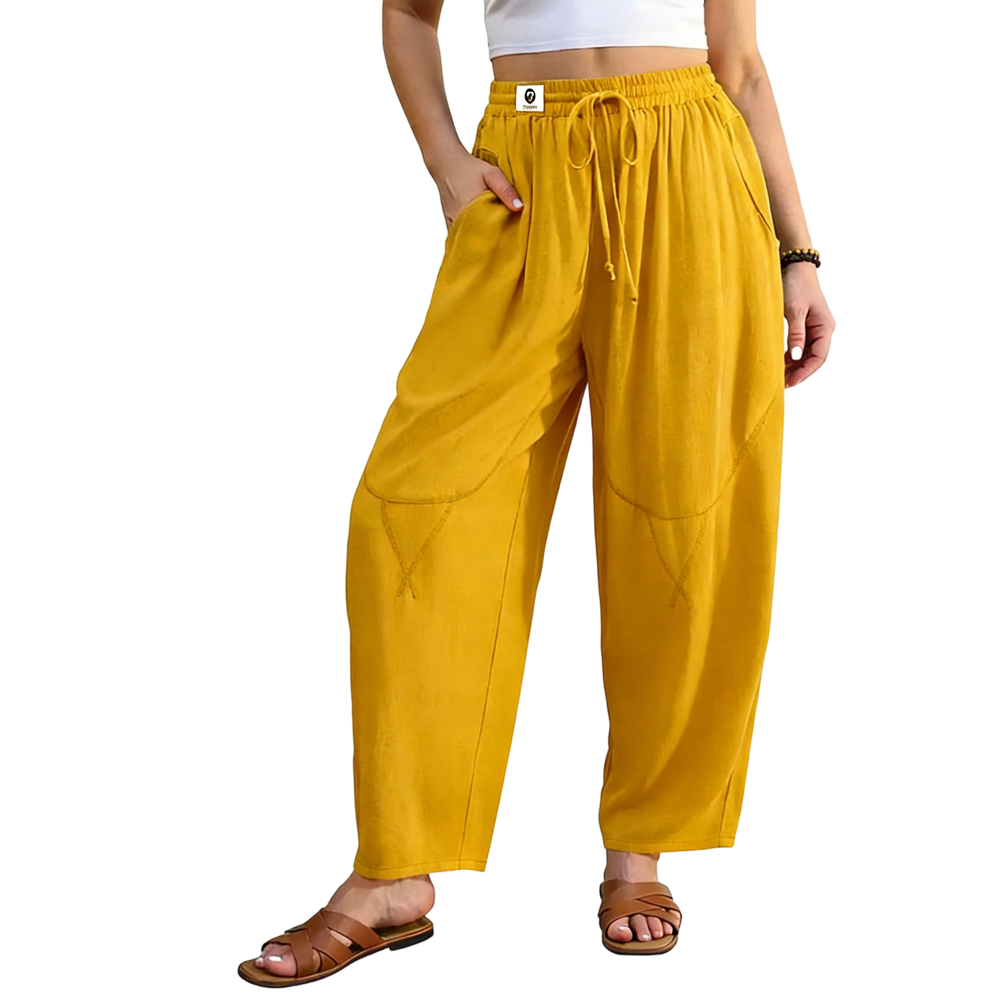 Women's Linen Blend Cropped Harem Pants