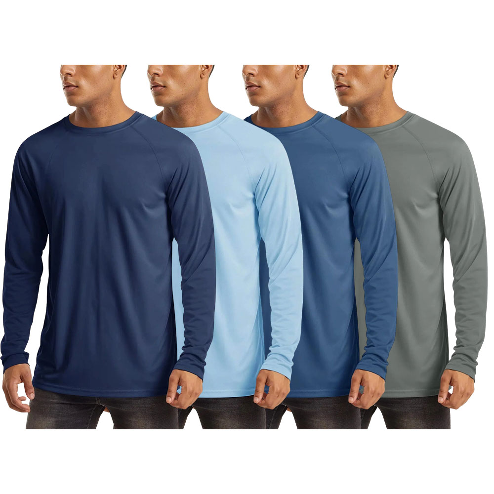 8 Pack Men's UPF 50+ Long Sleeves Shirts Quick Dry Lightweight Summer Sportswear Tops