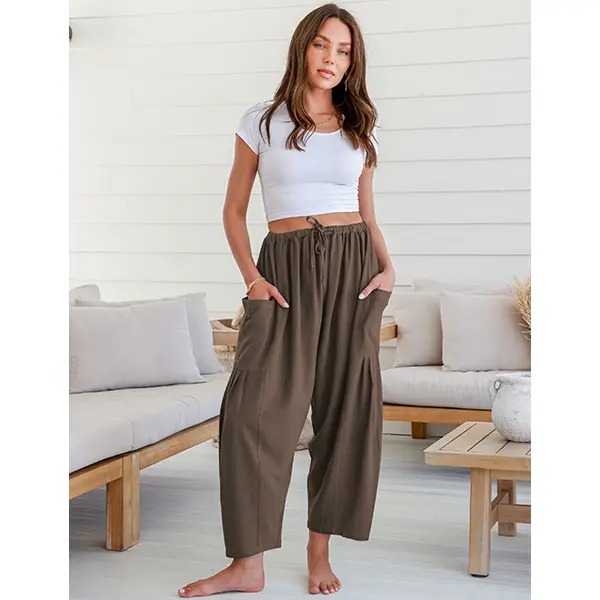Women’s Linen Blend Wide-Leg Pants