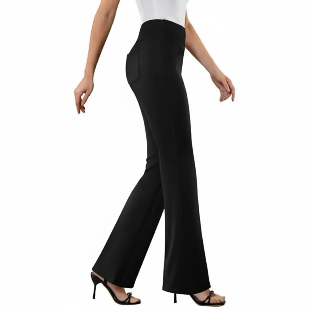 Womens Dress Pants Stretchy Work Pants Business Casual Office Trousers Pull On Flare Slacks