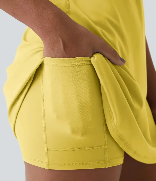 Plush Backless 2-in-1 Flare Active Dress -Plus Size Workout Edition