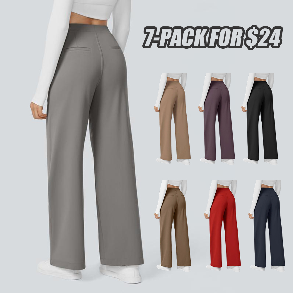 Women High Waisted Pocket Straight Leg Work Pants