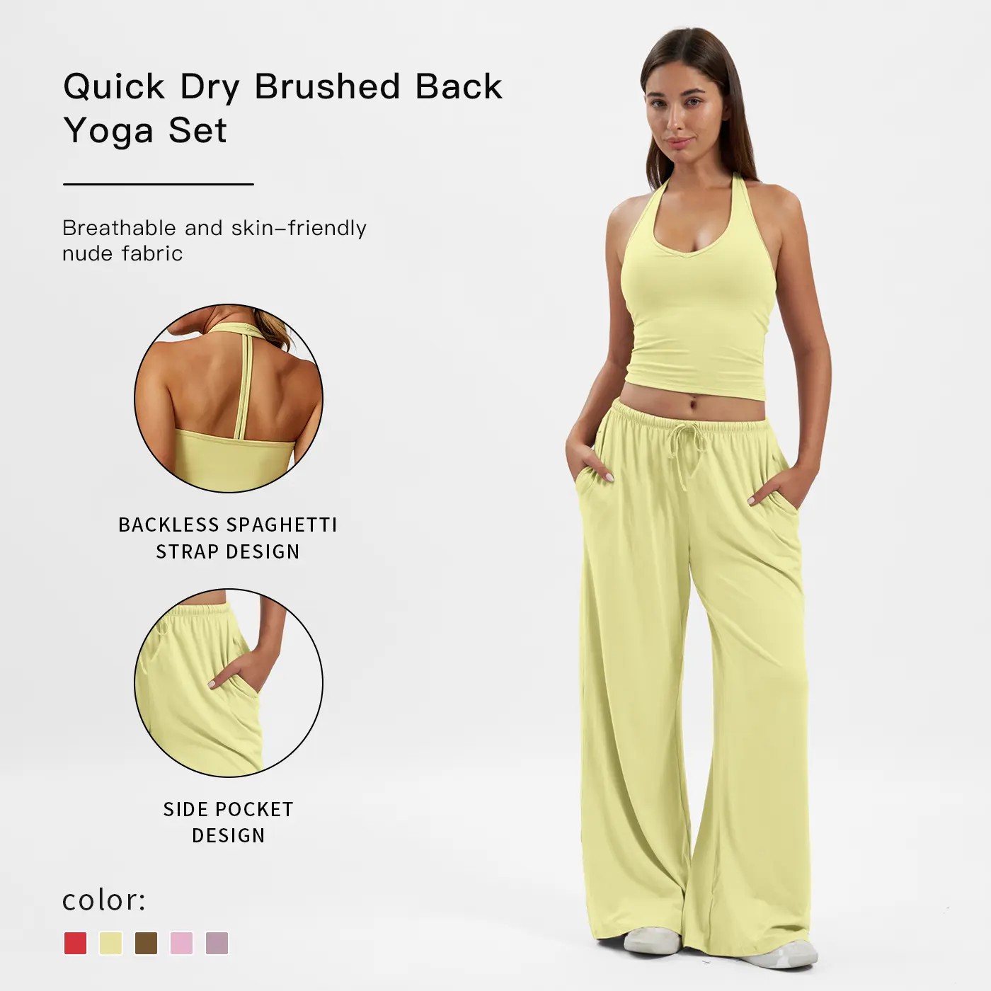 Women’s 2-Piece Wide Leg Activewear Set – High Waist Pants & Padded Sports Bra