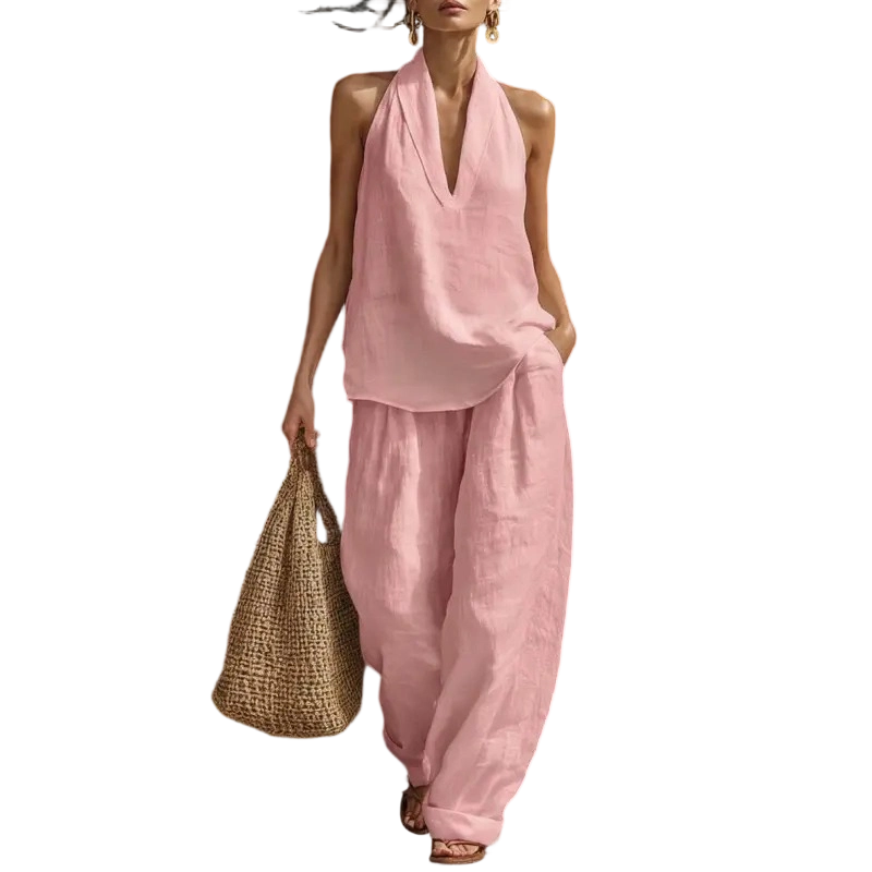 Women's Boho Linen Two-Piece Set