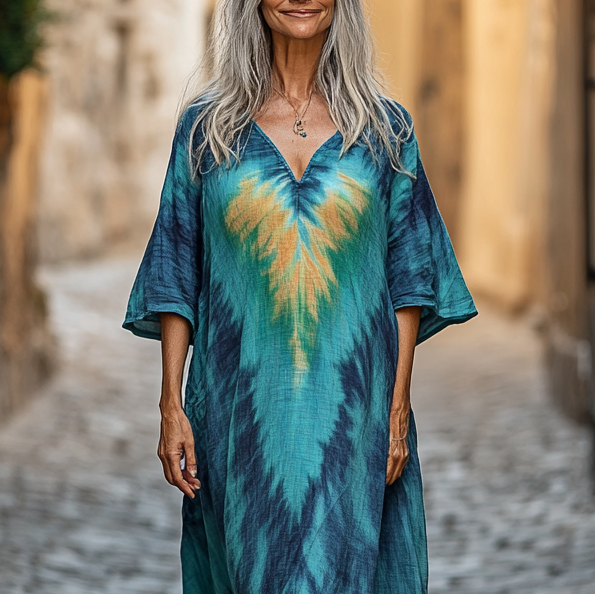 Vintage Hippie Loose Linen Dress 4d8d