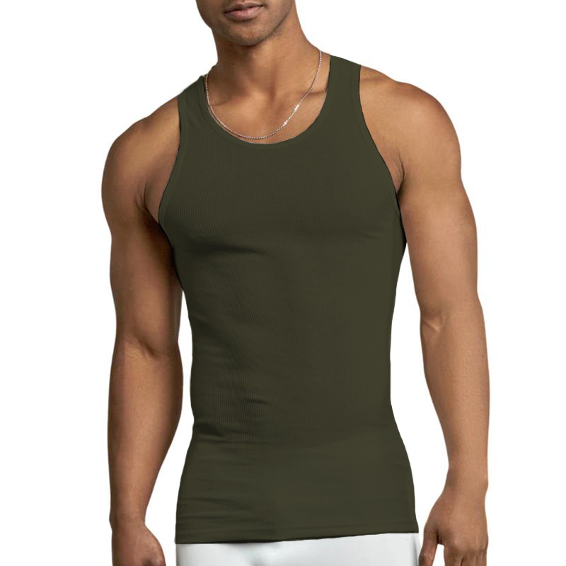 Men's Ribbed 100% Cotton A-Shirts – Breathable Sleeveless Undershirts for Workout, Casual Wear