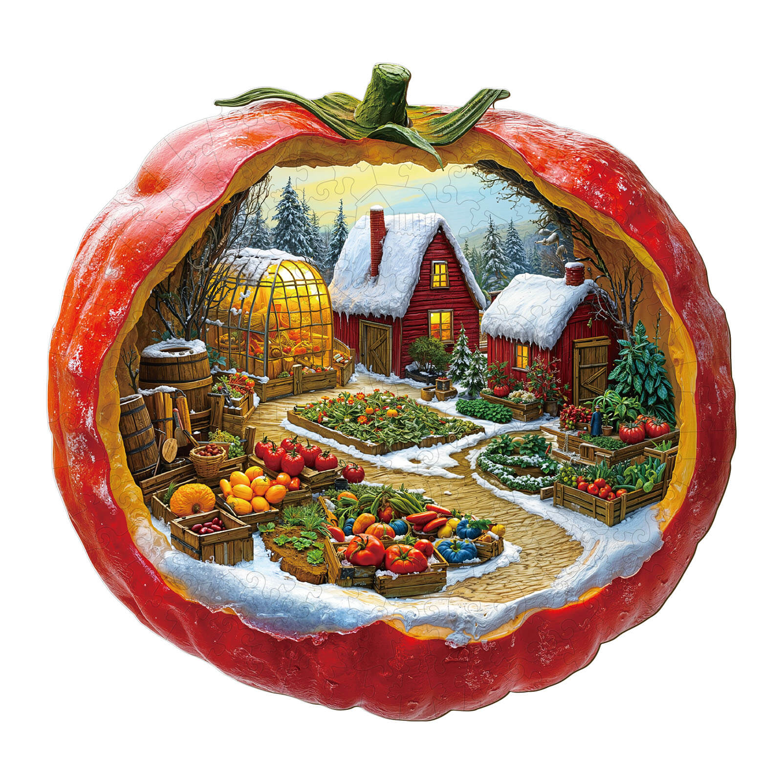 Tomato Winter Farm Wooden Jigsaw Puzzle