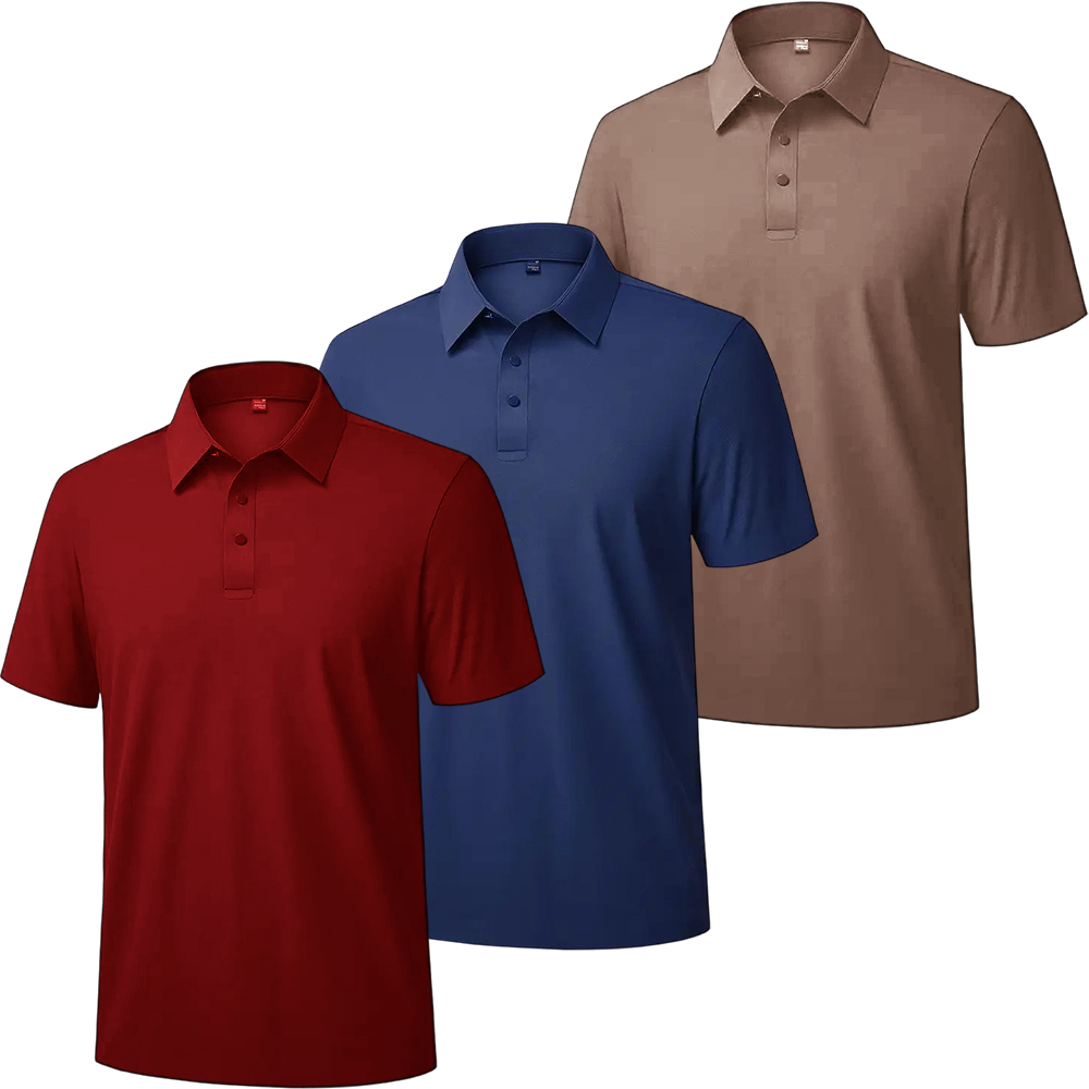 Men's Pique Polo Shirt Dry Fit Golf Shirts Short Sleeve Moisture Wicking Slightly Stretchy Casual Business Wear