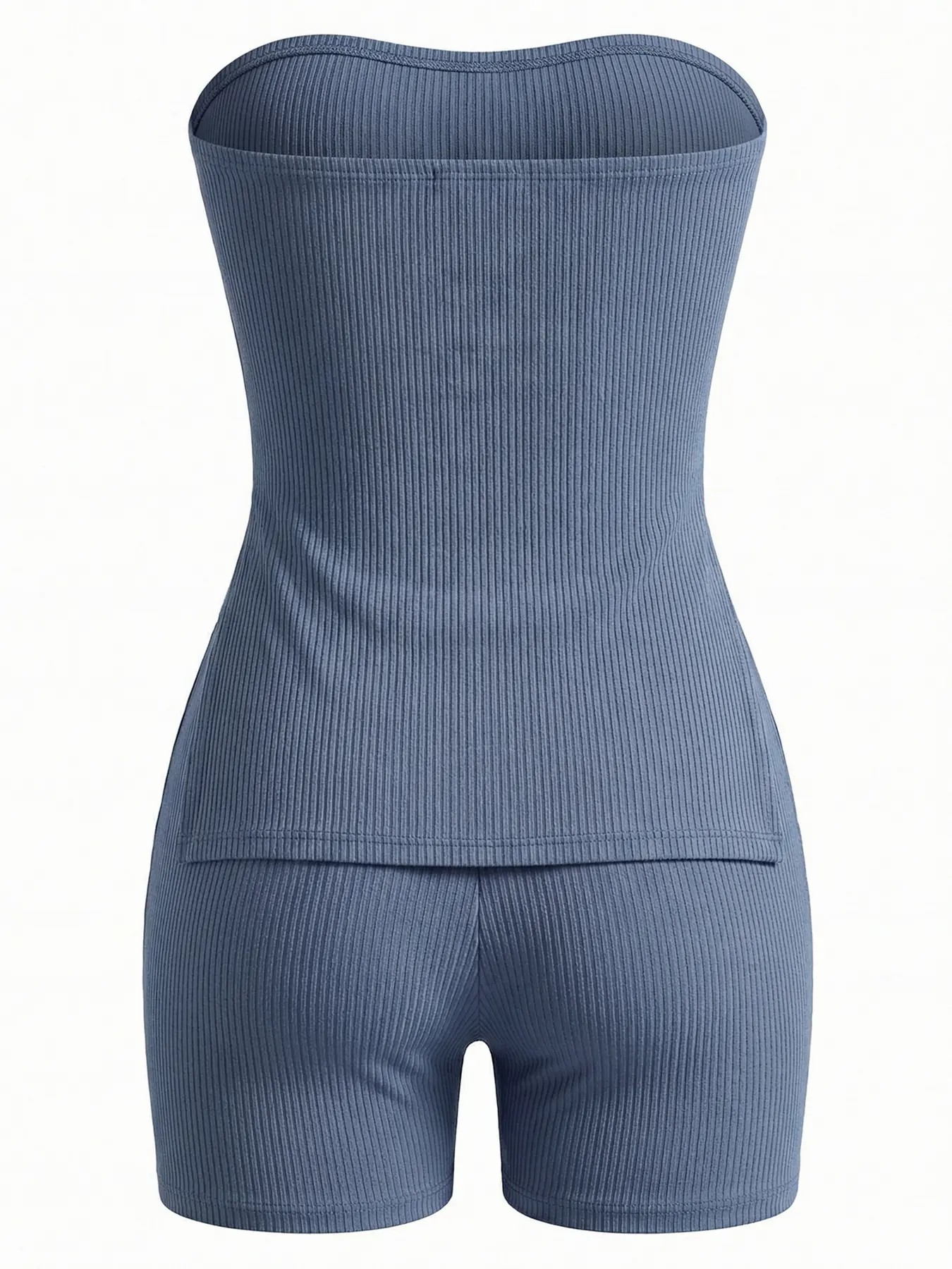 【Stock Up Deals】Women's 2 Piece Set Pure Color Side Slit Hem Halter Top and Shorts Slim Fit