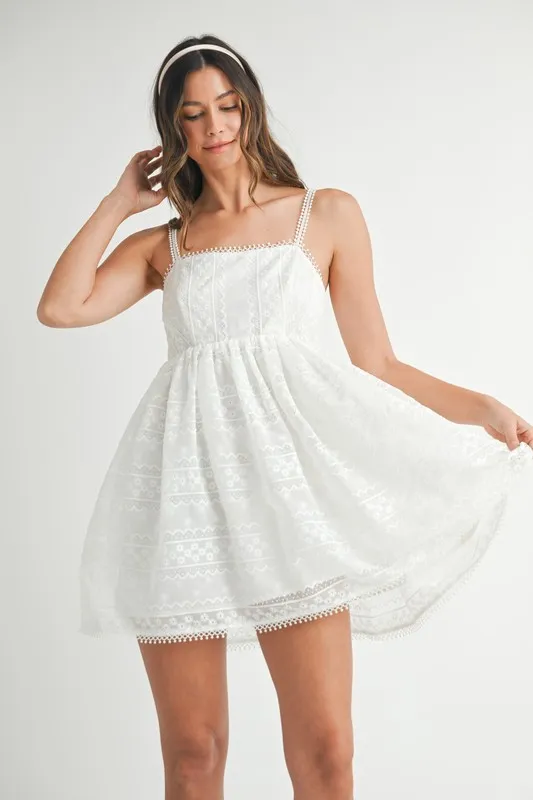 Eyelet Lace Babydoll Mini Cami Dress
