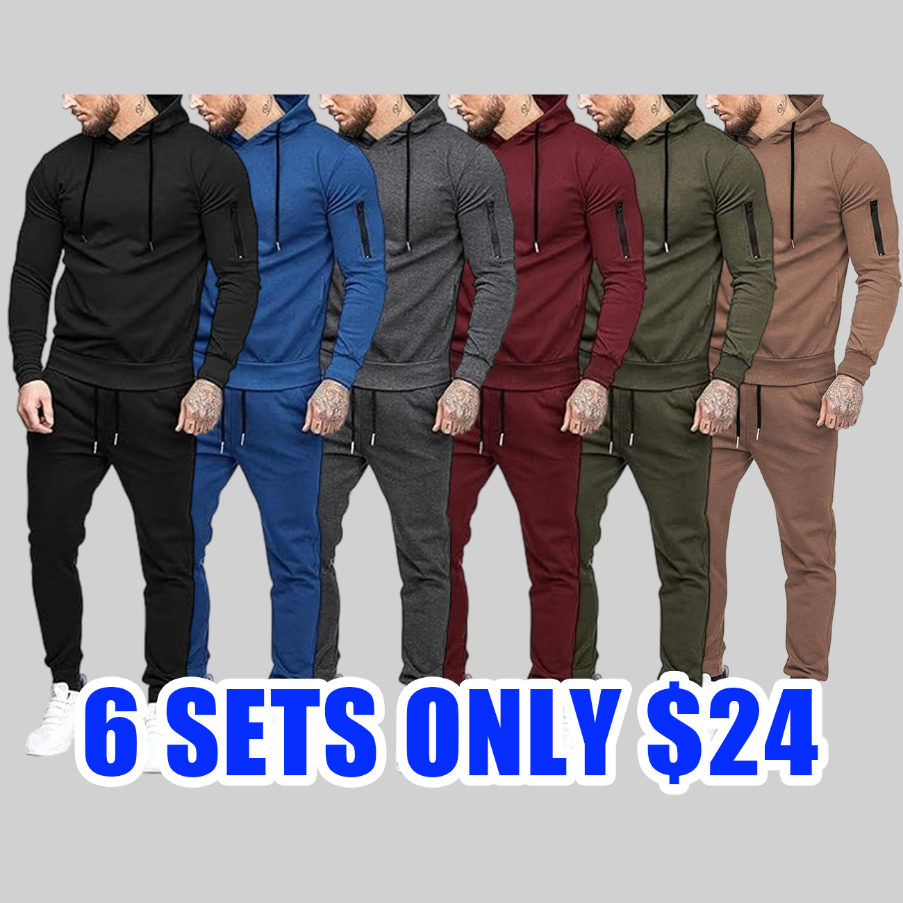 Men's 2-Pack Hooded Tracksuit Set, Lightweight Athletic Sweatsuits for Running & Casual Wear