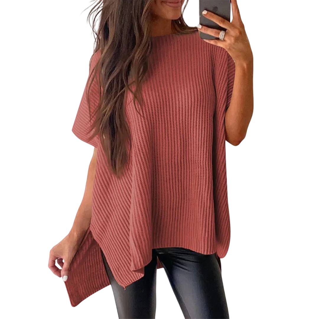 Women's Oversized Ribbed Short Sleeve Knit Top