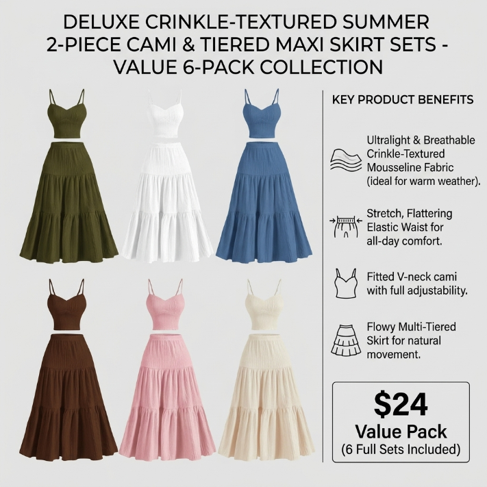 Women's Solid Crop Cami Top & A-line Skirt Two-piece Set, Casual Fashion Cozy Two Piece Outfits for Daily Outdoor Wear