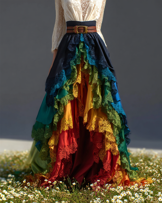 Women's Vibrant Summer Rainbow-Colored Skirt 5539