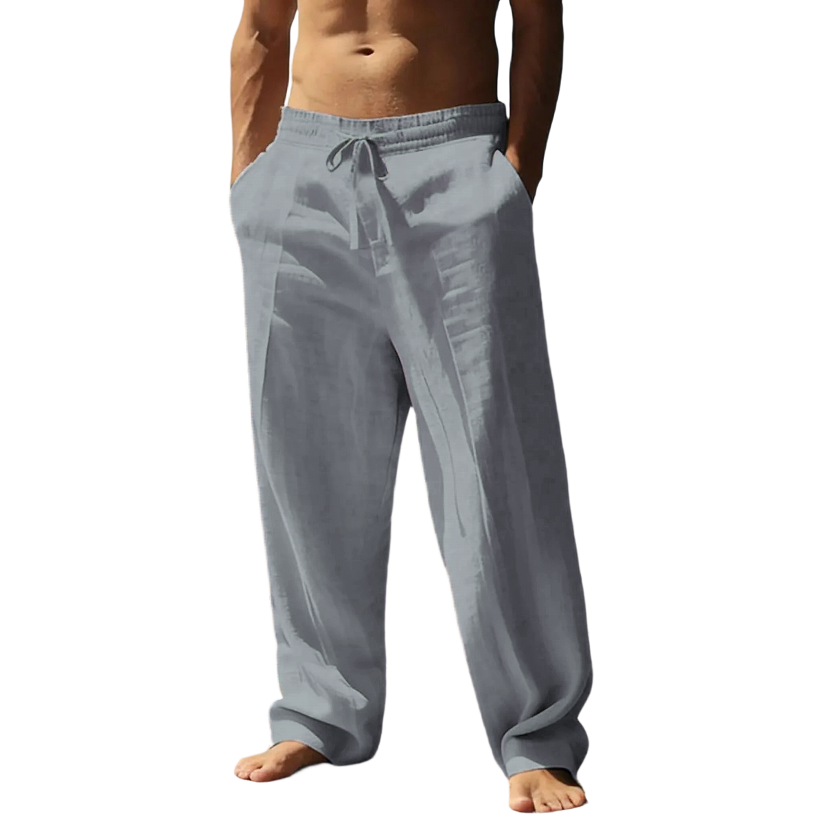 Men's casual trousers, smooth to the touch, solid color, straight leg style