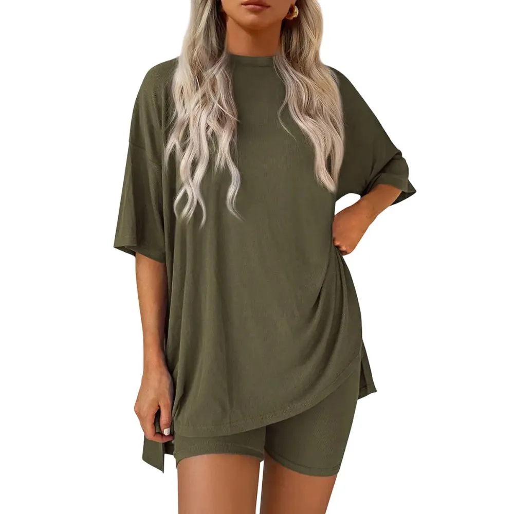 Women's Oversized Tee & Shorts Loungewear Sets