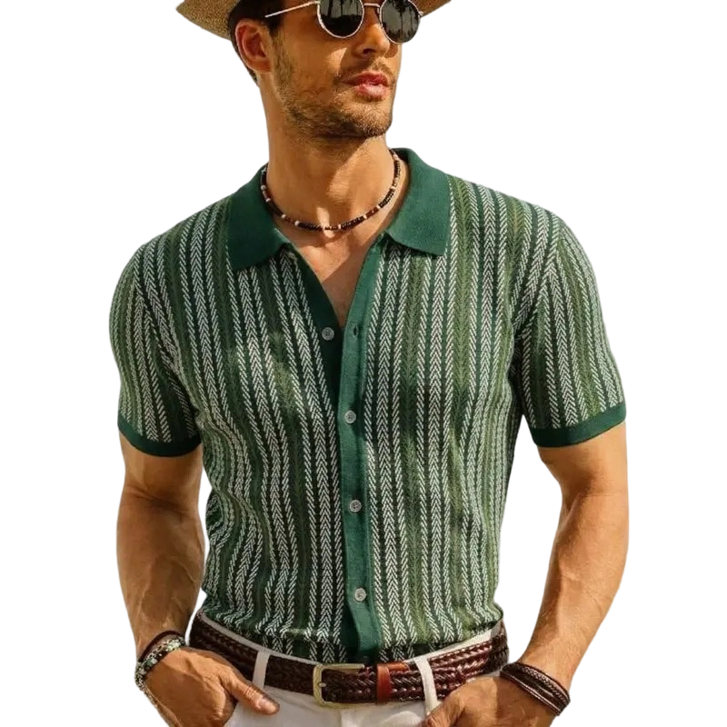 Men's Retro Button-Sweater Stretch Shirt for Spring/Summer