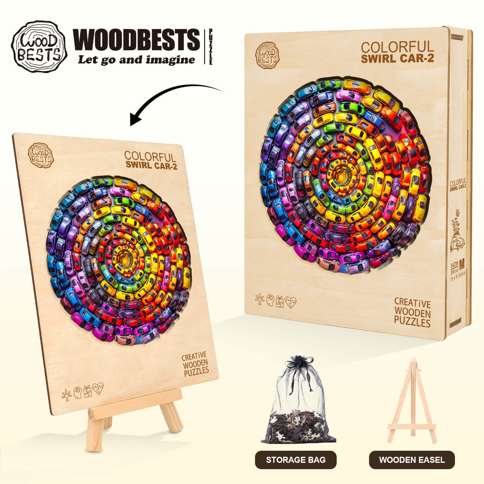 Colorful Swirl Car-2 Wooden Jigsaw Puzzle