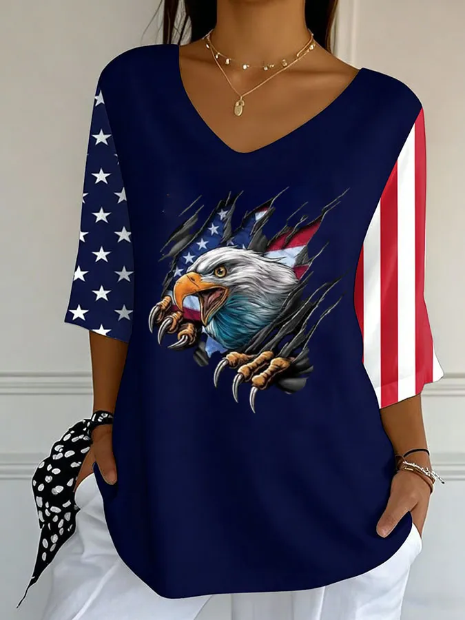 Women'S Independence Day 250Th Anniversary Printed Short Sleeves