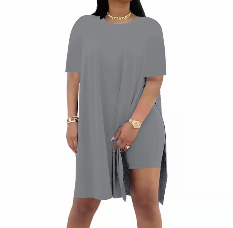 Plus Size Women's 2 Piece Outfit – Casual Basic Top and Shorts Set for Spring Summer Beach Vacation