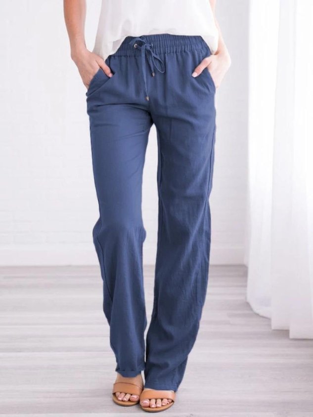 Cotton Regular Fit Casual Plain Pants