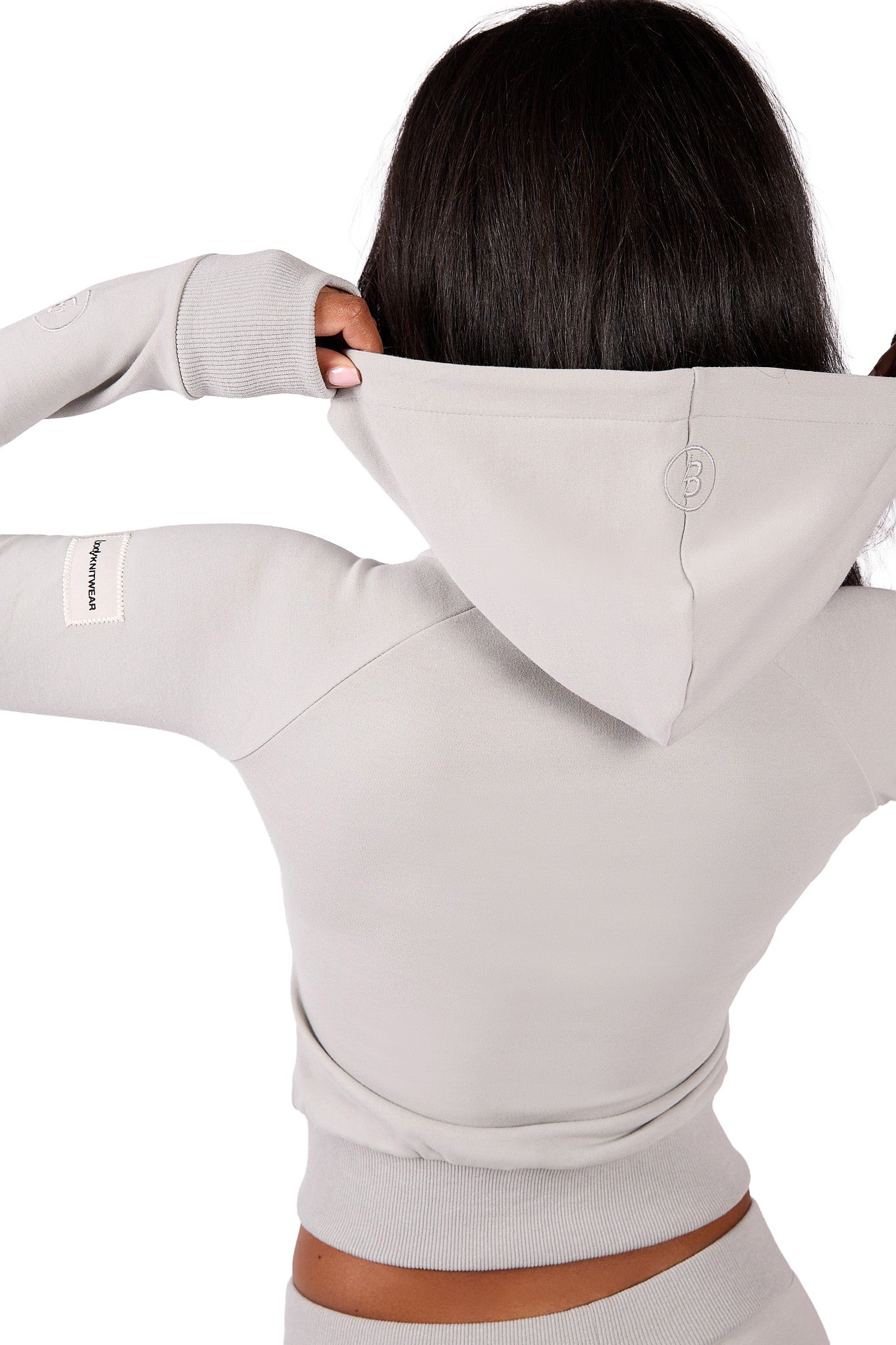 BODY KNITWEAR ZIP HOODIE (PALE GREY)