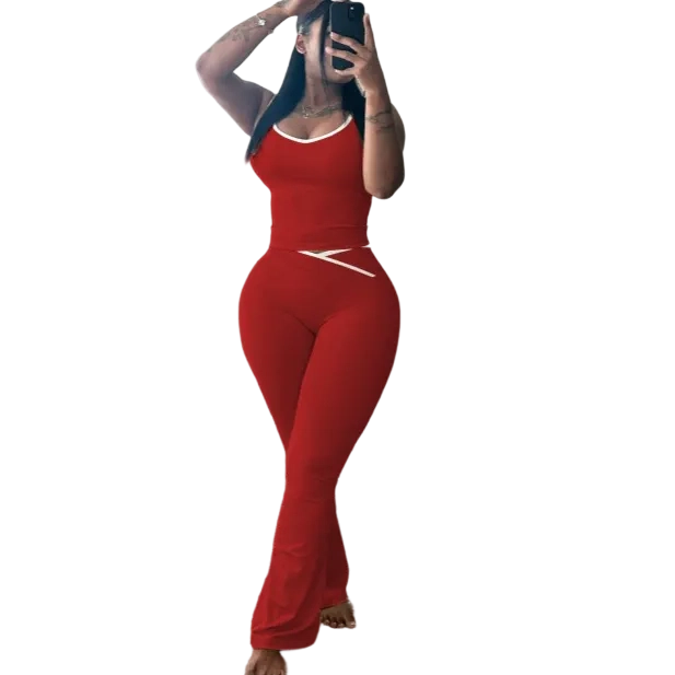 ✨Chic Colorblock Crmon Tank &. Dlarod PanteSet | Women's Sleeveless Gym YogaOutfit