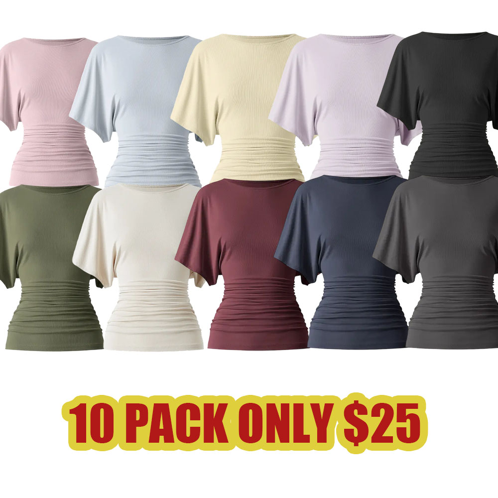 ✨Effortless Ruched Side Batwing Sleeve Top