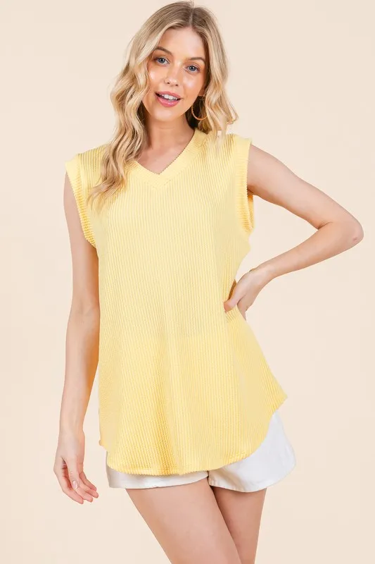 Rib Knit V-Neck Tank